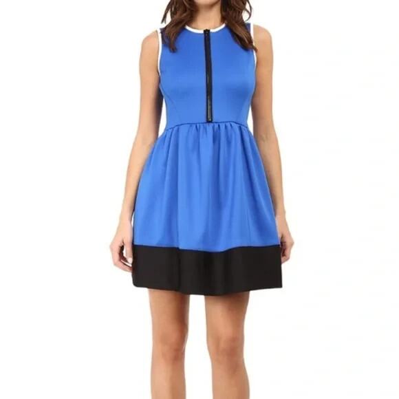 KATE SPADE NY Colorblock Scuba Dress Dive Right In Ocean Blue Sleeveless 10 M - Picture 1 of 10